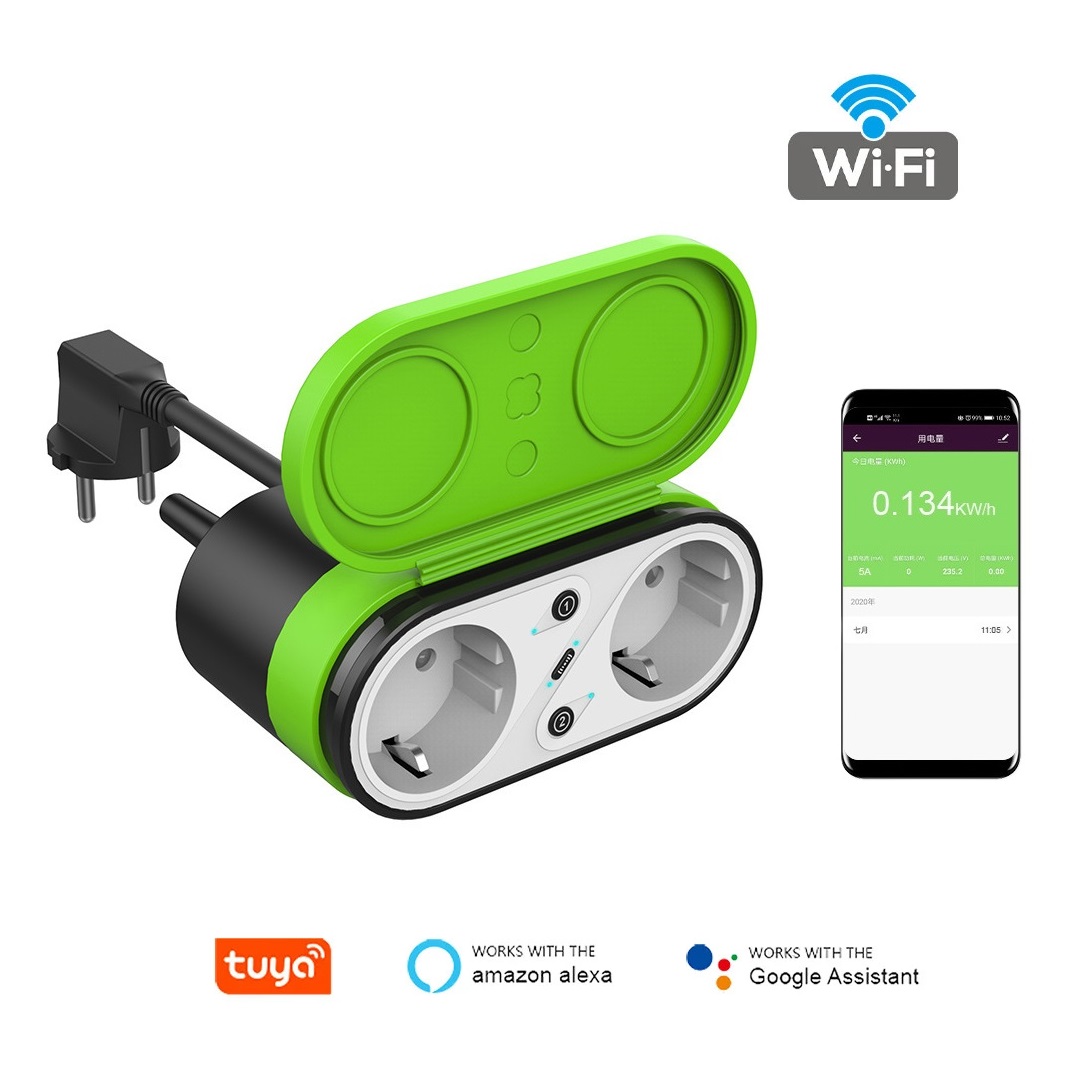 WiFi智能Tuya欧盟标准双防水插座