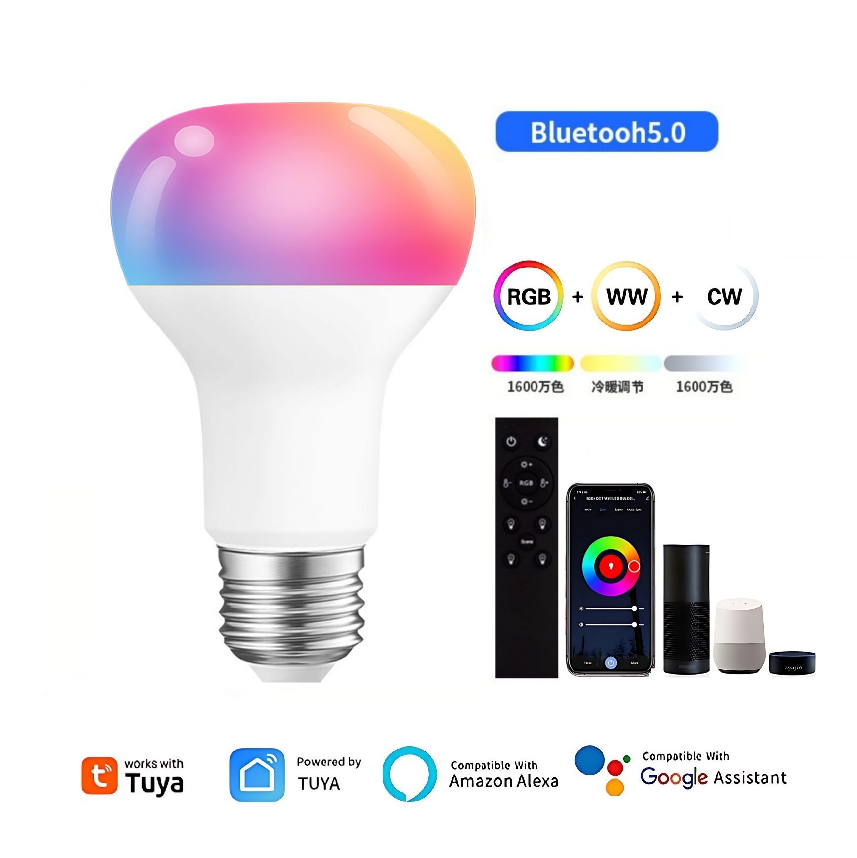 bluetooth tuya rgb LED bulb