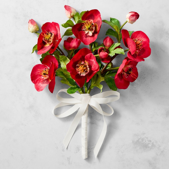 AERIN Real Touch Faux Red Hellebores Bouquet