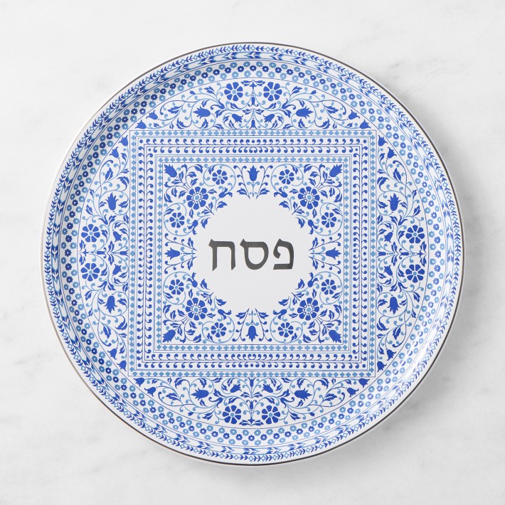 Porcelain Blue Floral Seder Plate