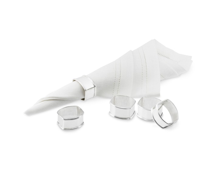 Presidio Silver Plated Napkin Rings, Set of 4