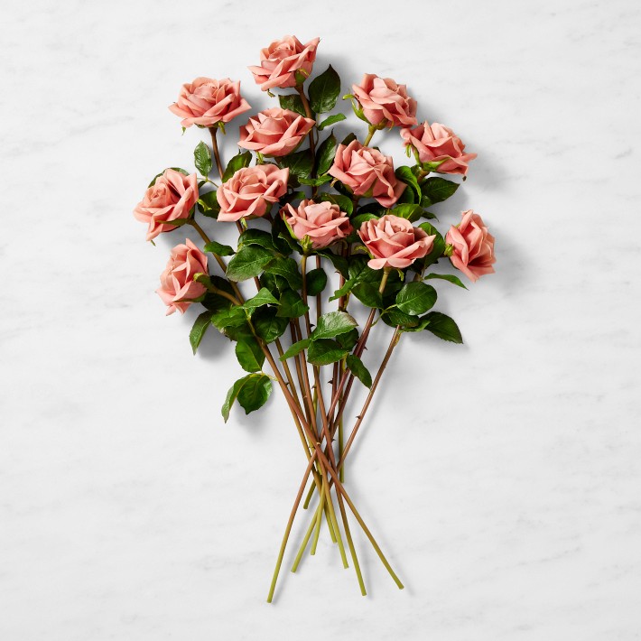 Jeff Leatham x Williams Sonoma Real Touch Faux Mocha Rose Stems, Set of 12