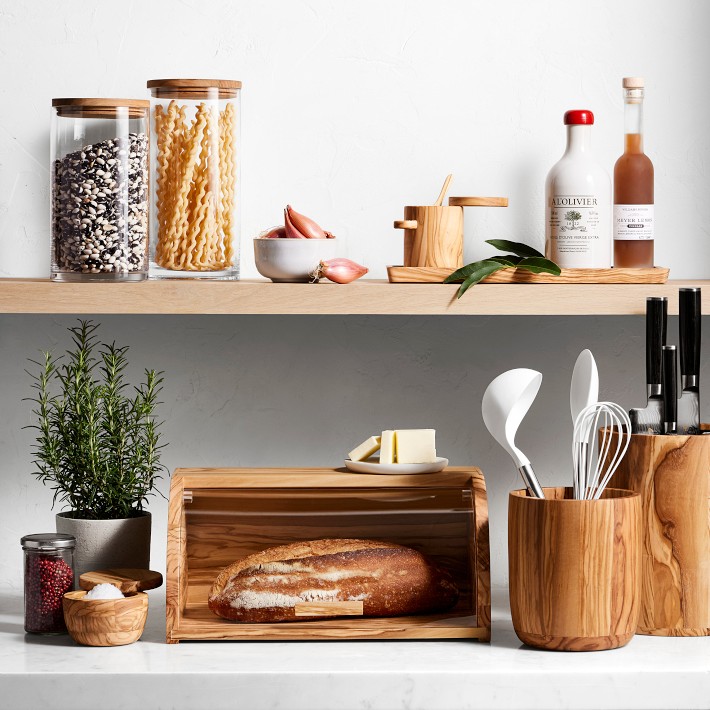 Williams Sonoma Olivewood Bread Box