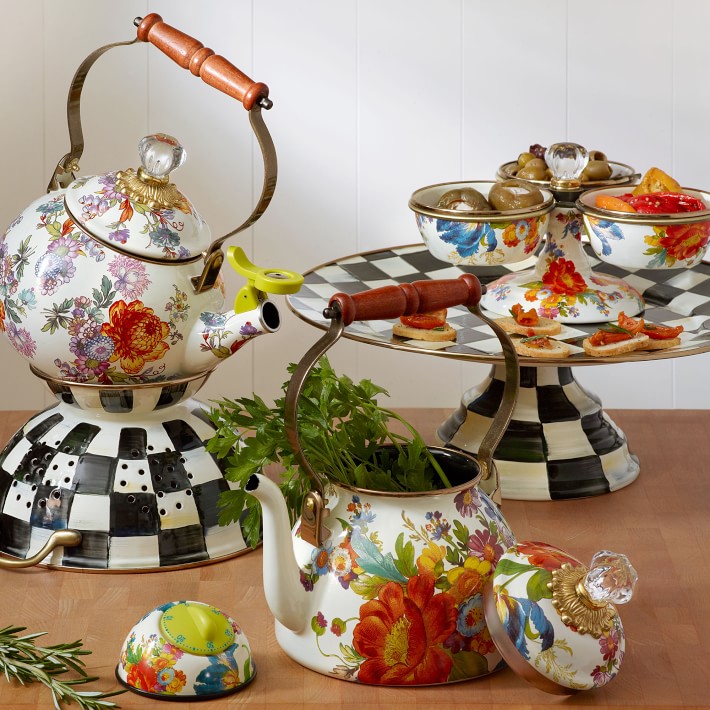 MacKenzie-Childs Whistling Flower Market Tea Kettle