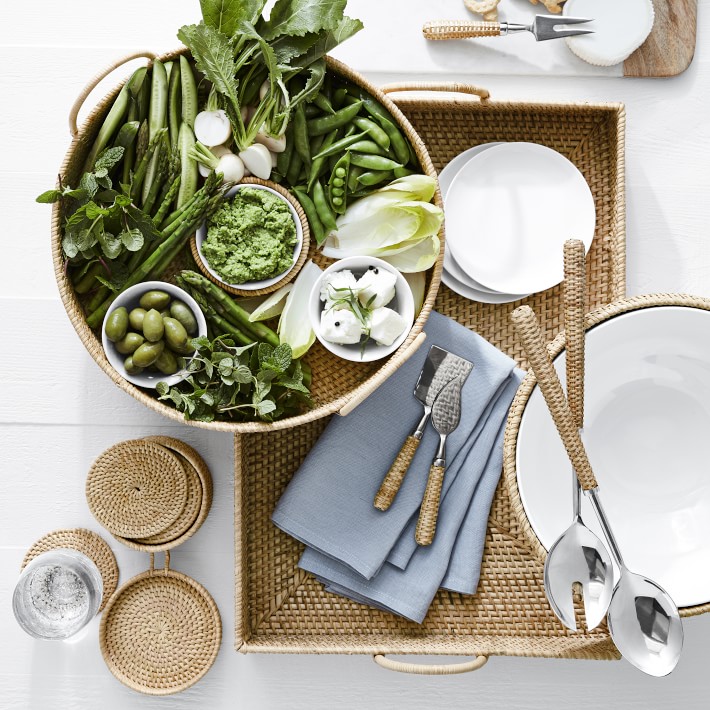 Light Woven Salad Bowl & Servers