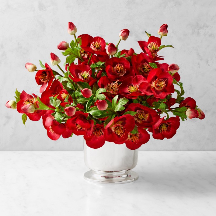 AERIN Real Touch Faux Red Hellebores Bouquet