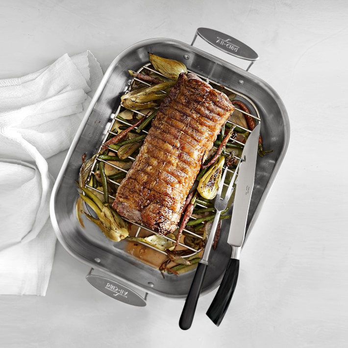 All-Clad D3® Stainless-Steel Flared Roasting Pan with Rack