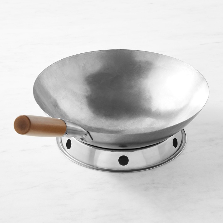 Williams Sonoma Carbon Steel Round-Bottom Wok with Ring, 14