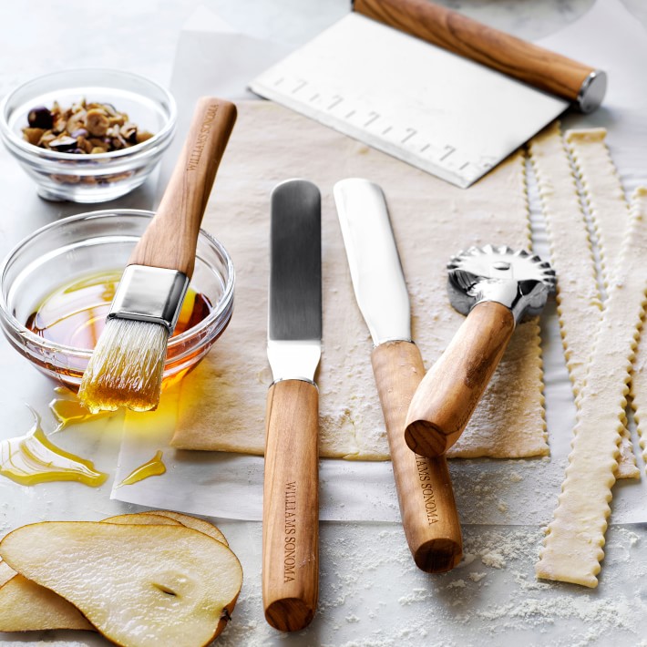 Williams Sonoma Olivewood Pastry Tools and Rolling Pin, Set of 5