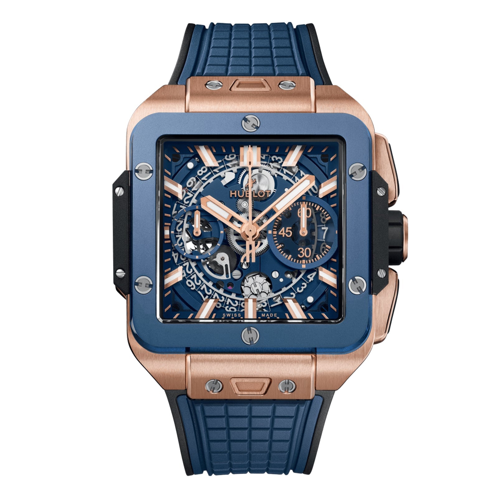 Hublot Square Bang Unico King Gold Blue Ceramic Men's
