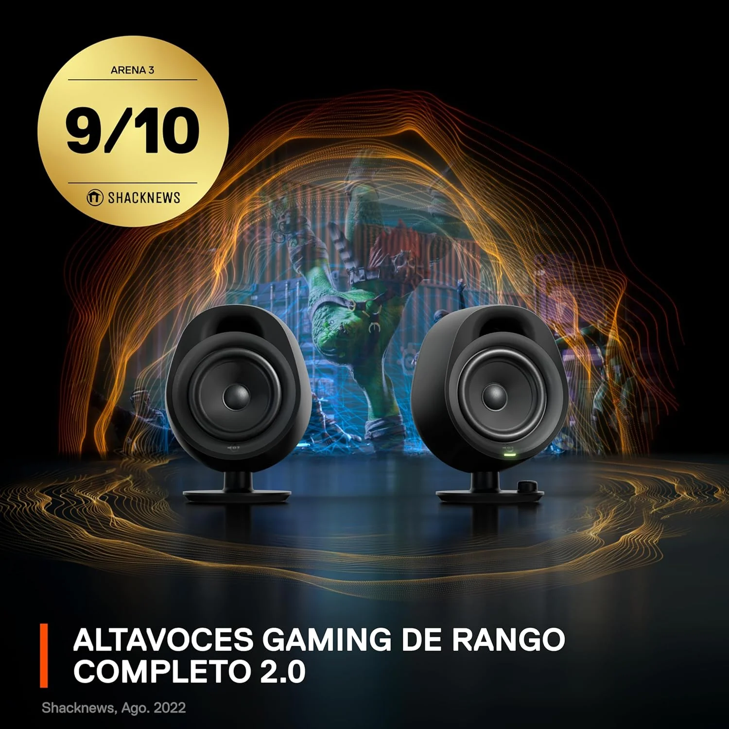 SteelSeries Arena 3 2.0 Desktop Gaming Speakers - Immersive Audio, On-Speaker Controls, 4