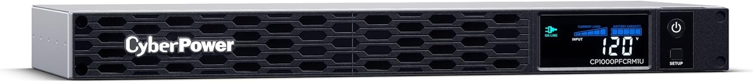 CyberPower CP1500PFCLCD PFC Sinewave UPS System, 1500VA/1000W, 12 Outlets, AVR, Mini Tower,Black