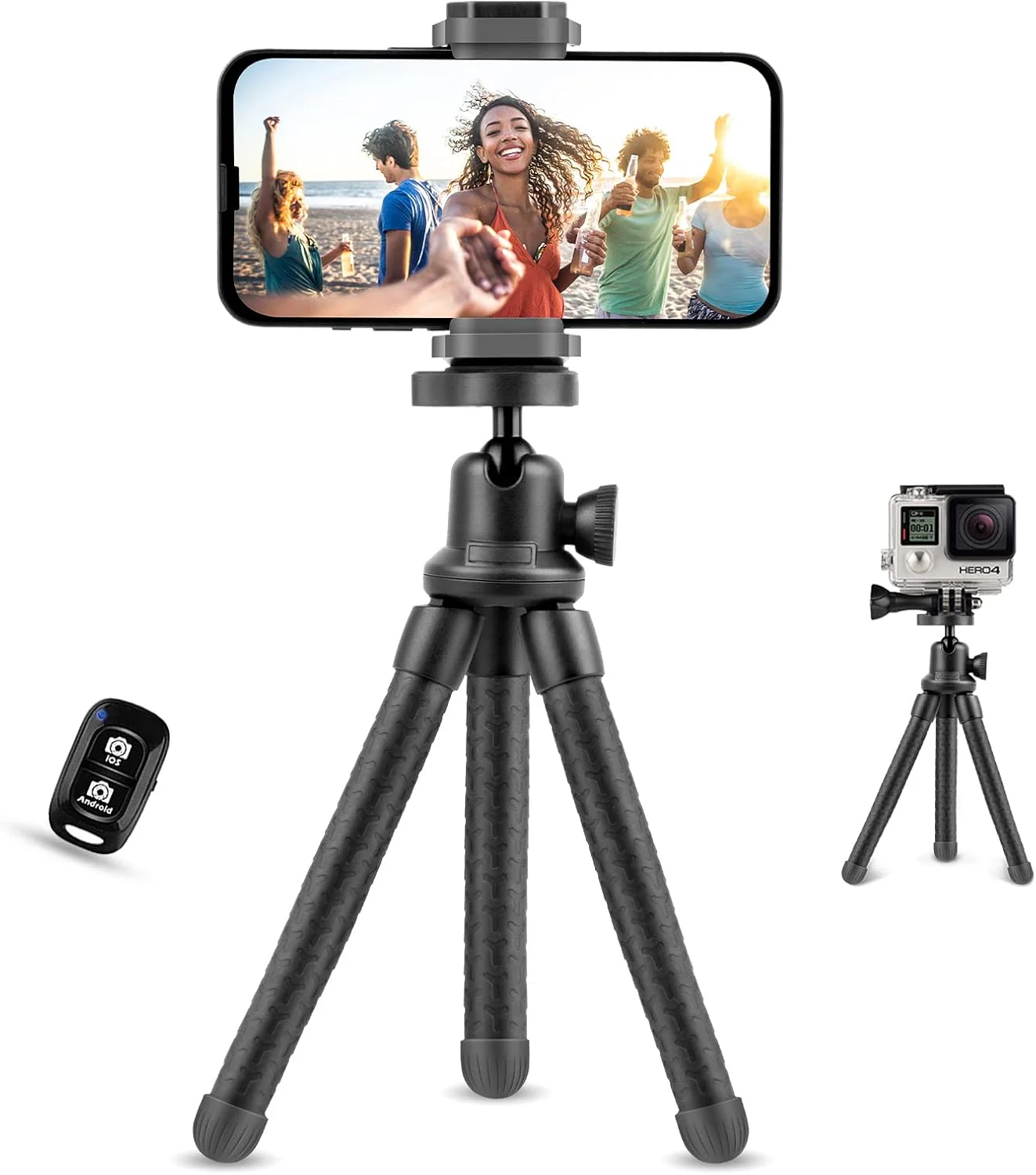 Ubeesize Phone Tripod, Portable and Flexible Tripods with Wireless Remote and Clip, Cell Phone Tripode Stand for Video Recording