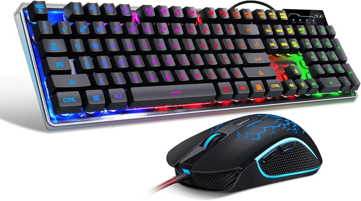 Gaming Keyboard and Mouse Combo, K1 RGB LED Backlit Keyboard with 104 Key for PC/Laptop(White)