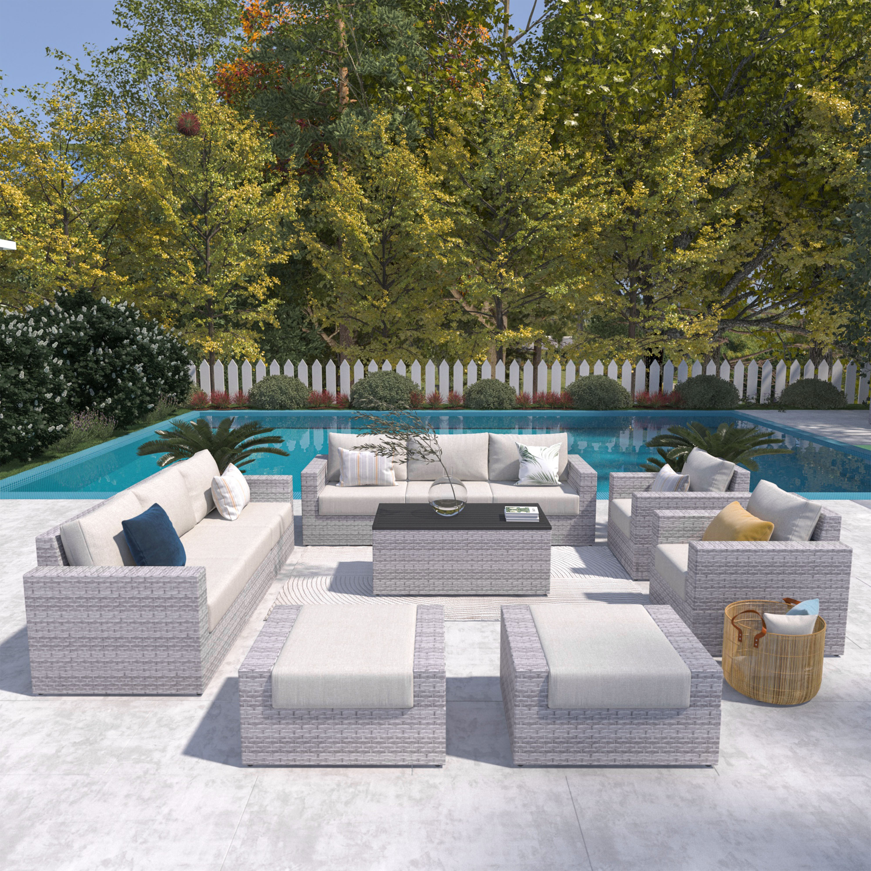 11 Piece Wicker Sofa