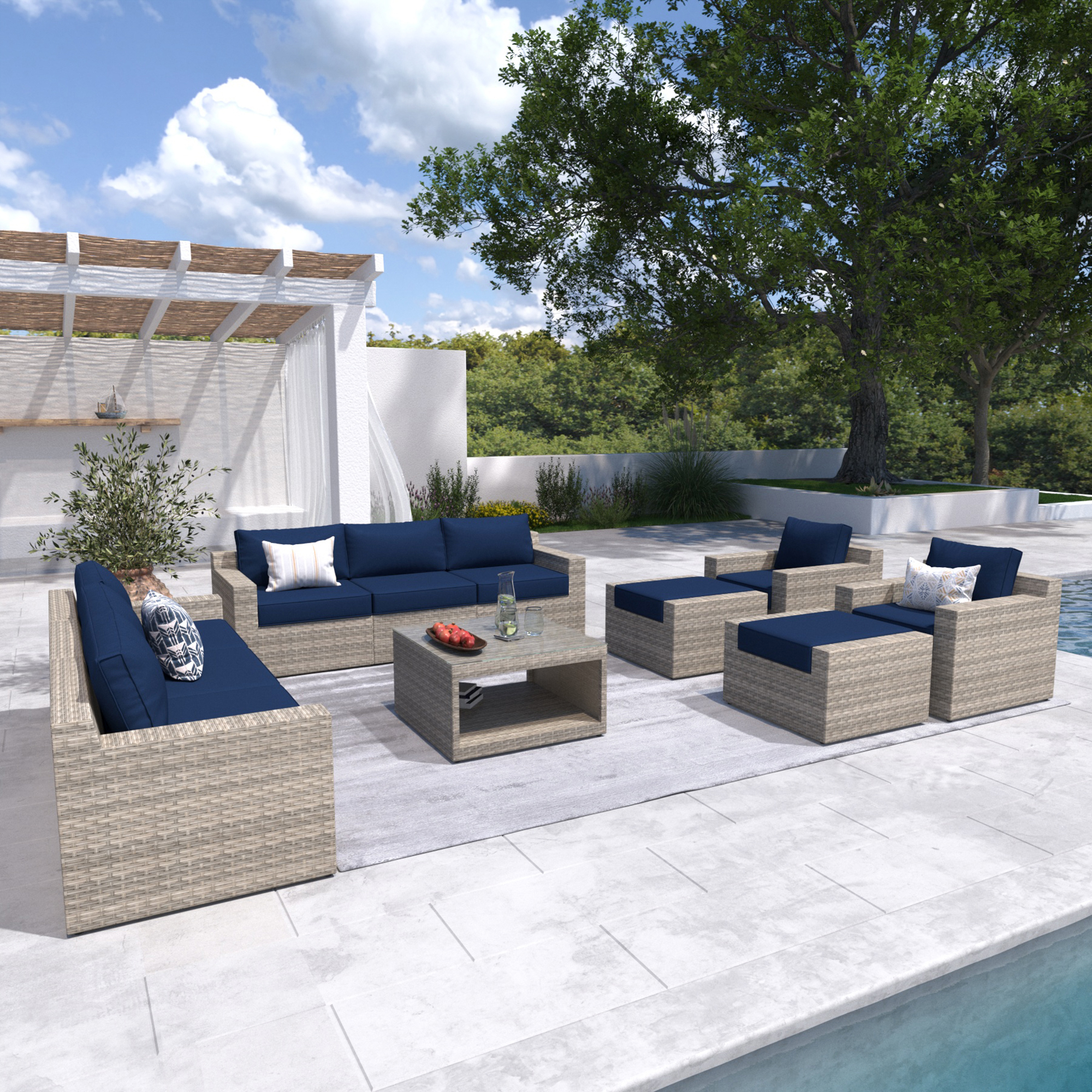 11 Piece Wicker Conversation Set