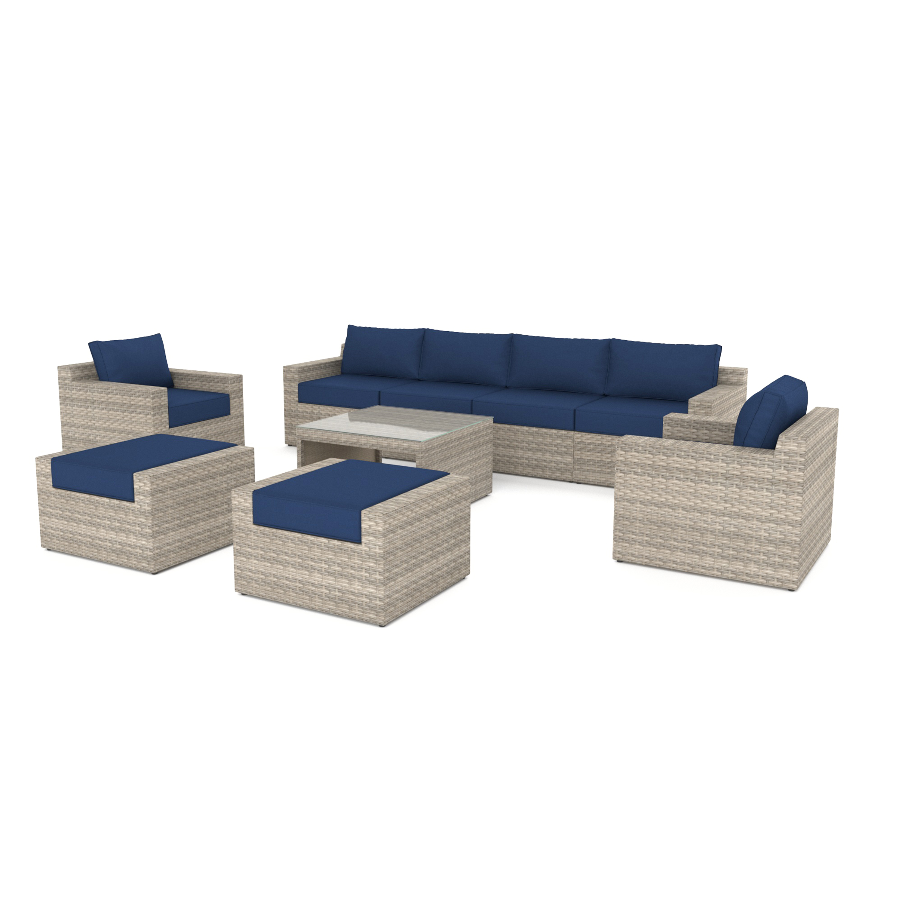9 Piece Outdoor Sofa Rattan