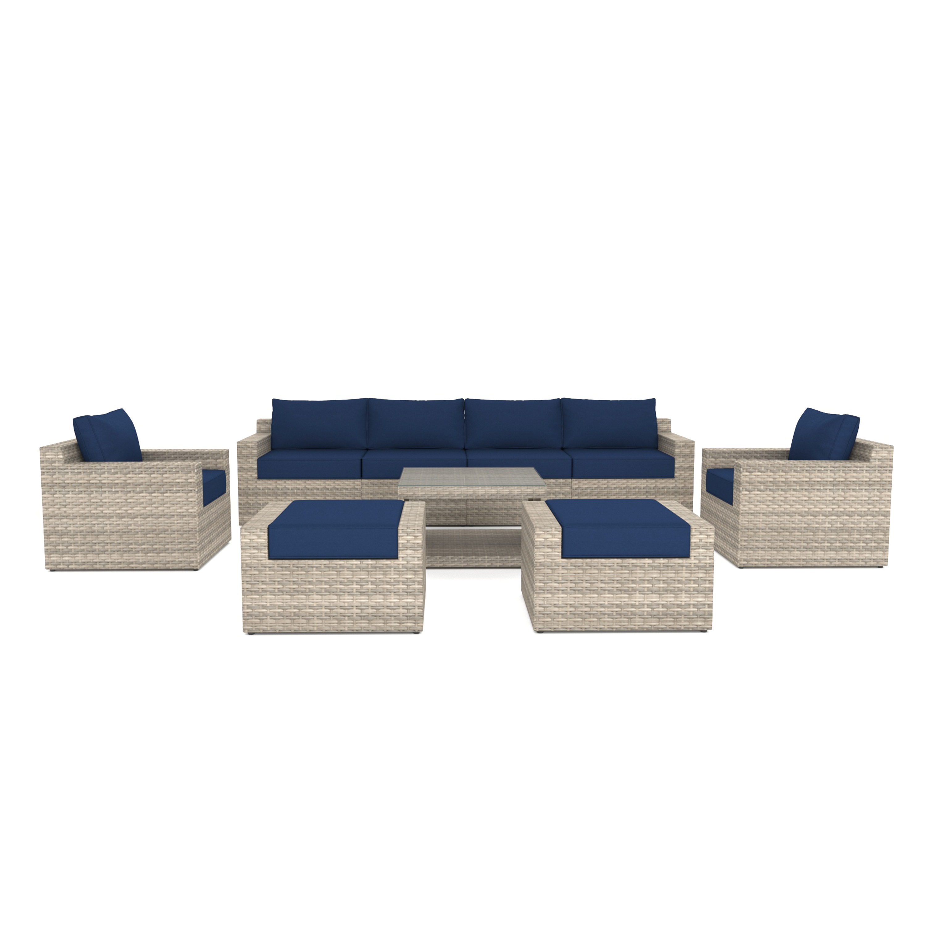 9 Piece Outdoor Sofa Rattan