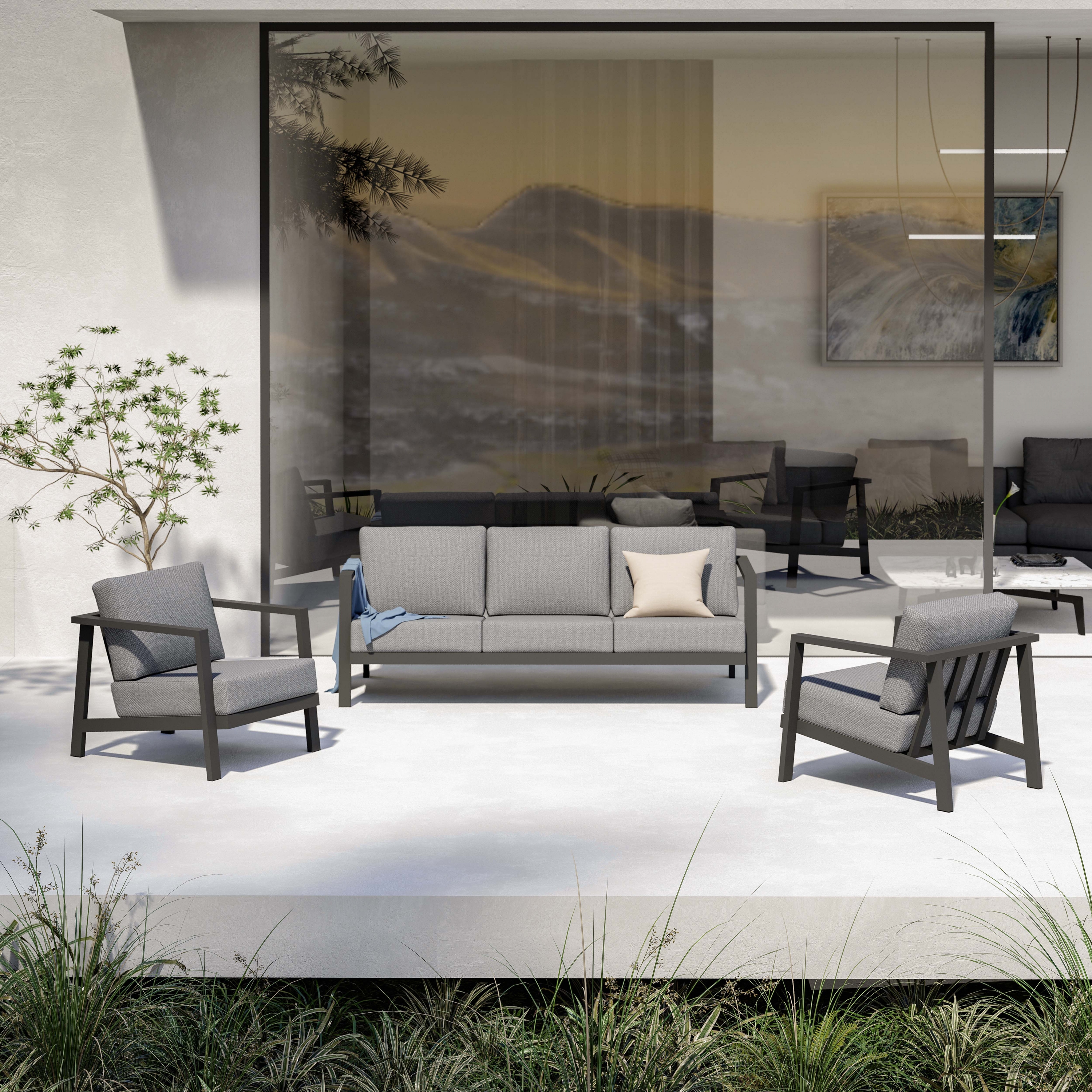 Aluminum Outdoor Sofa with Armchairs - 5 Seat