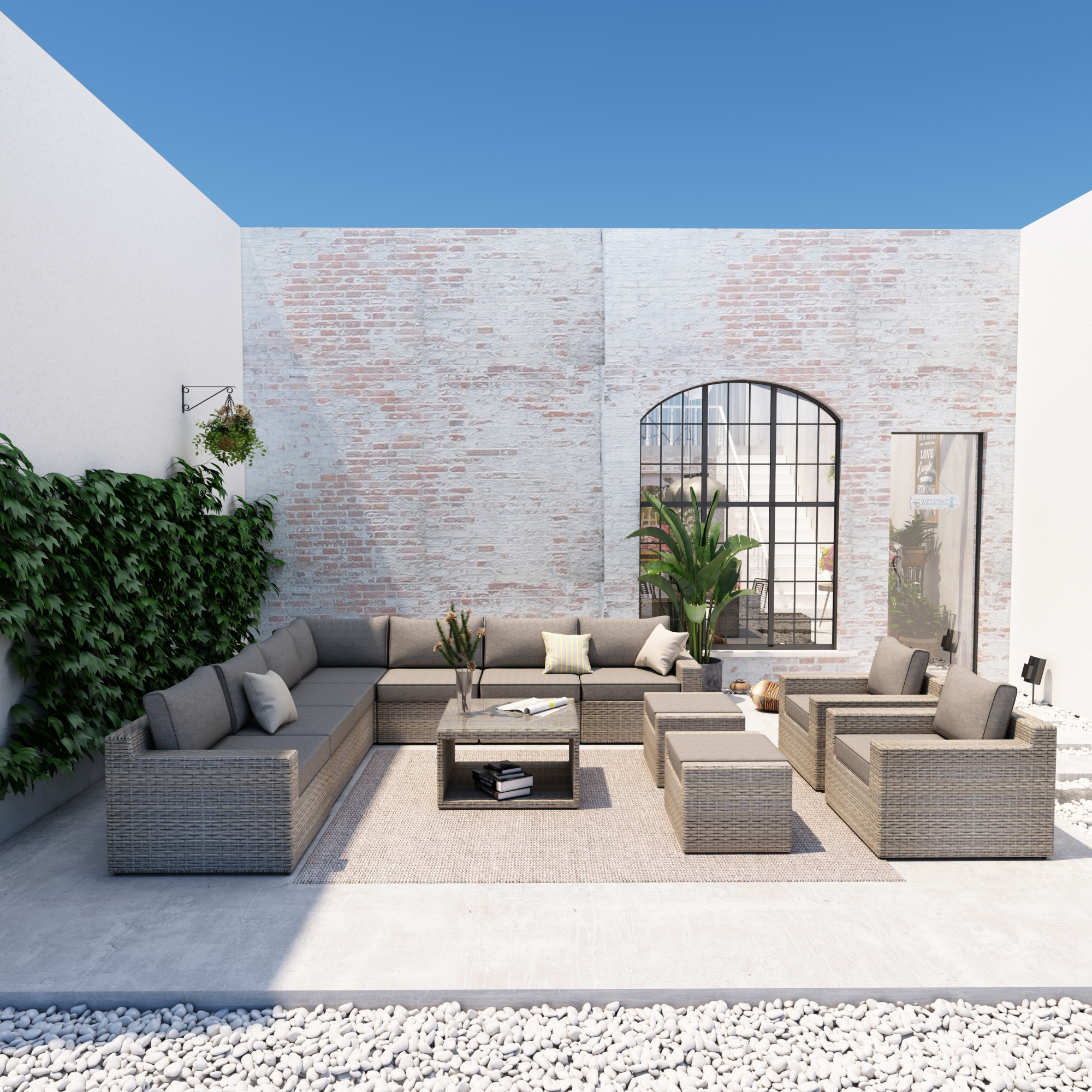 12 Piece Wicker Sectional