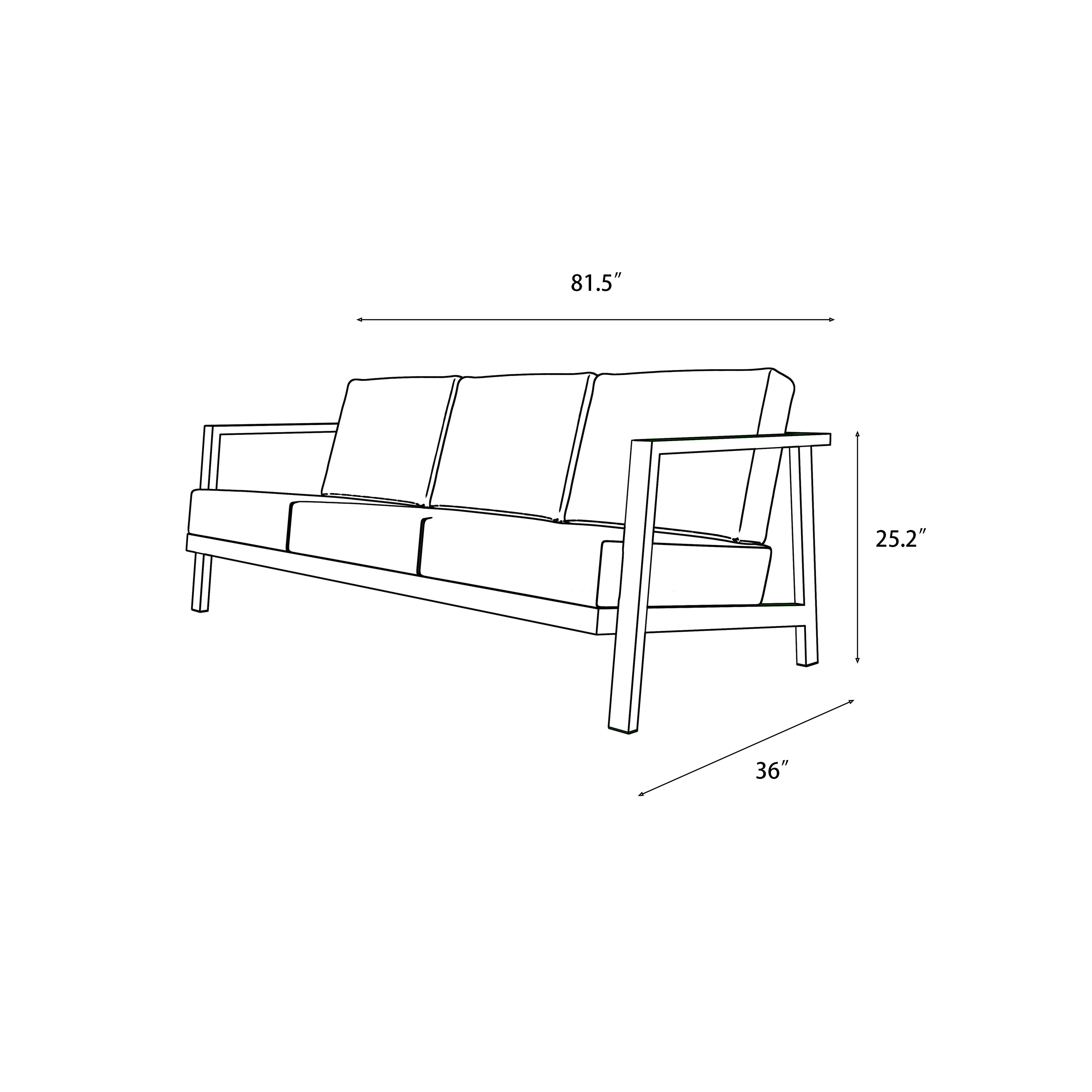 Aluminum Outdoor Sofa with Armchairs - 5 Seat