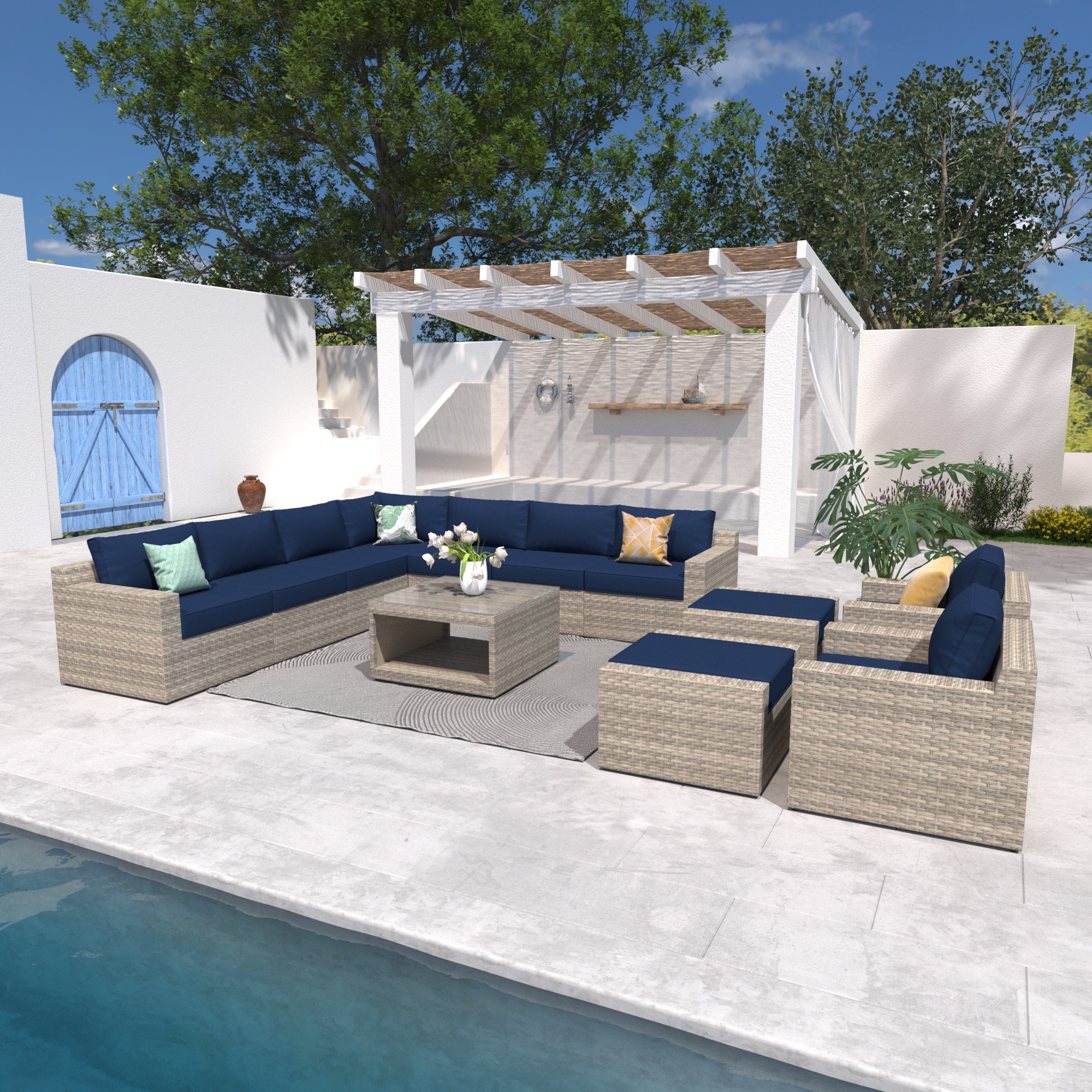 12 Piece Wicker Sectional