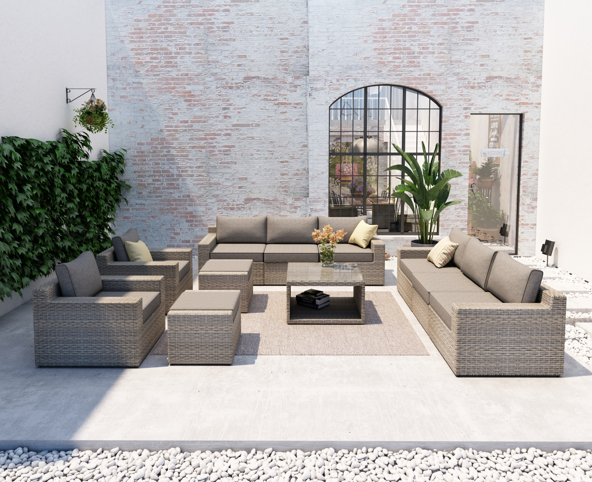 11 Piece Wicker Conversation Set