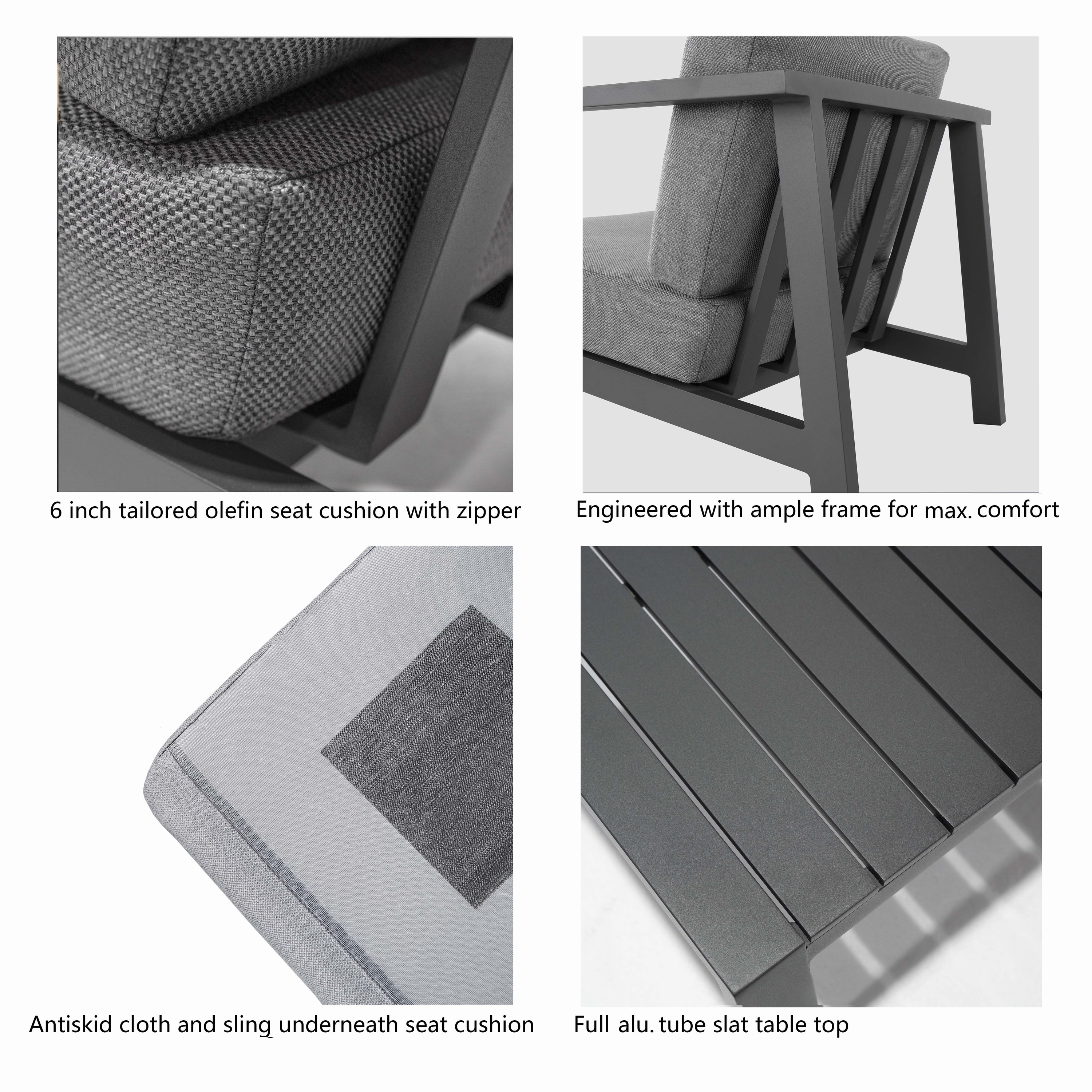 Aluminum Patio Sofa Conversation Set - 5 Seat