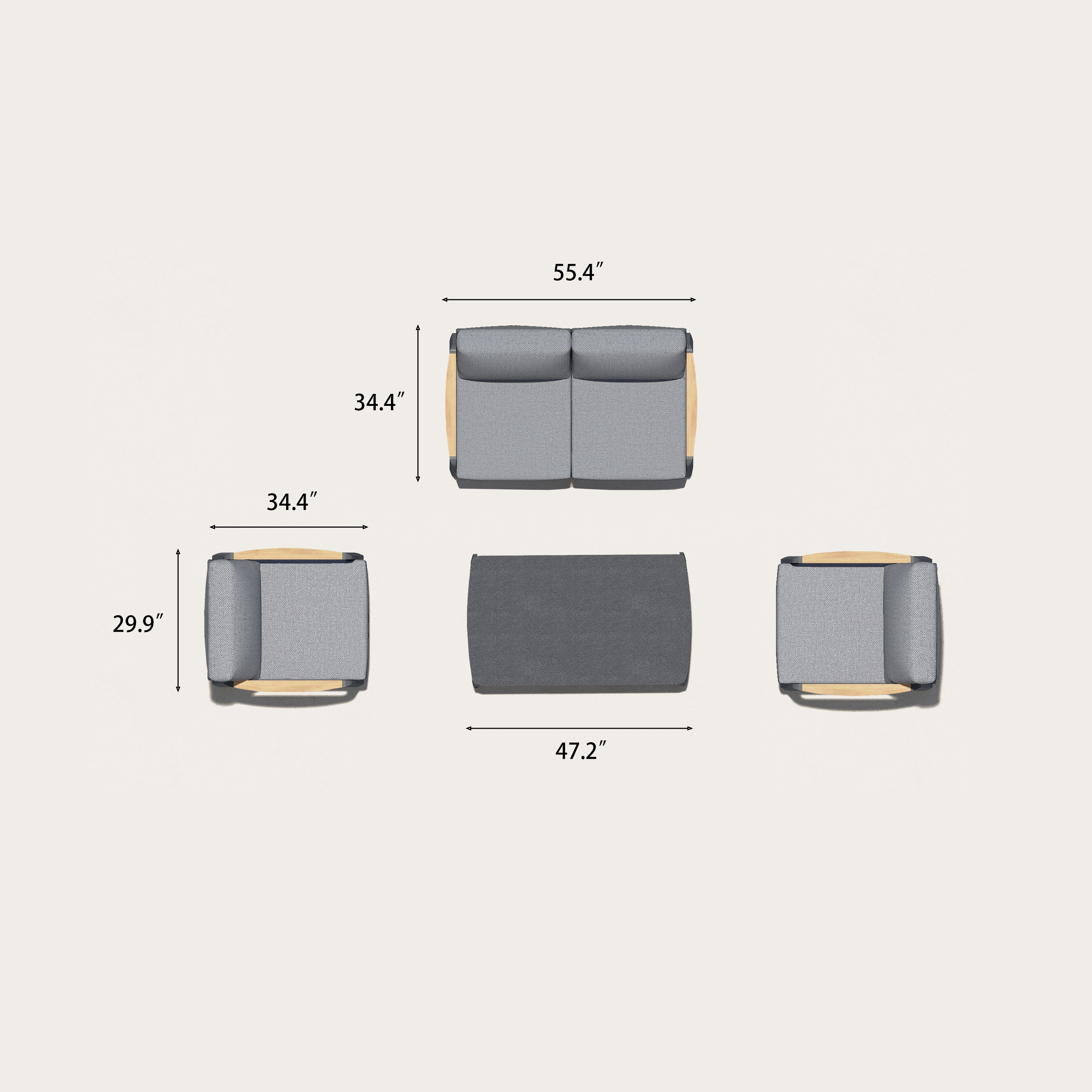 Outdoor Loveseat with Coffee Table - 4 Seat