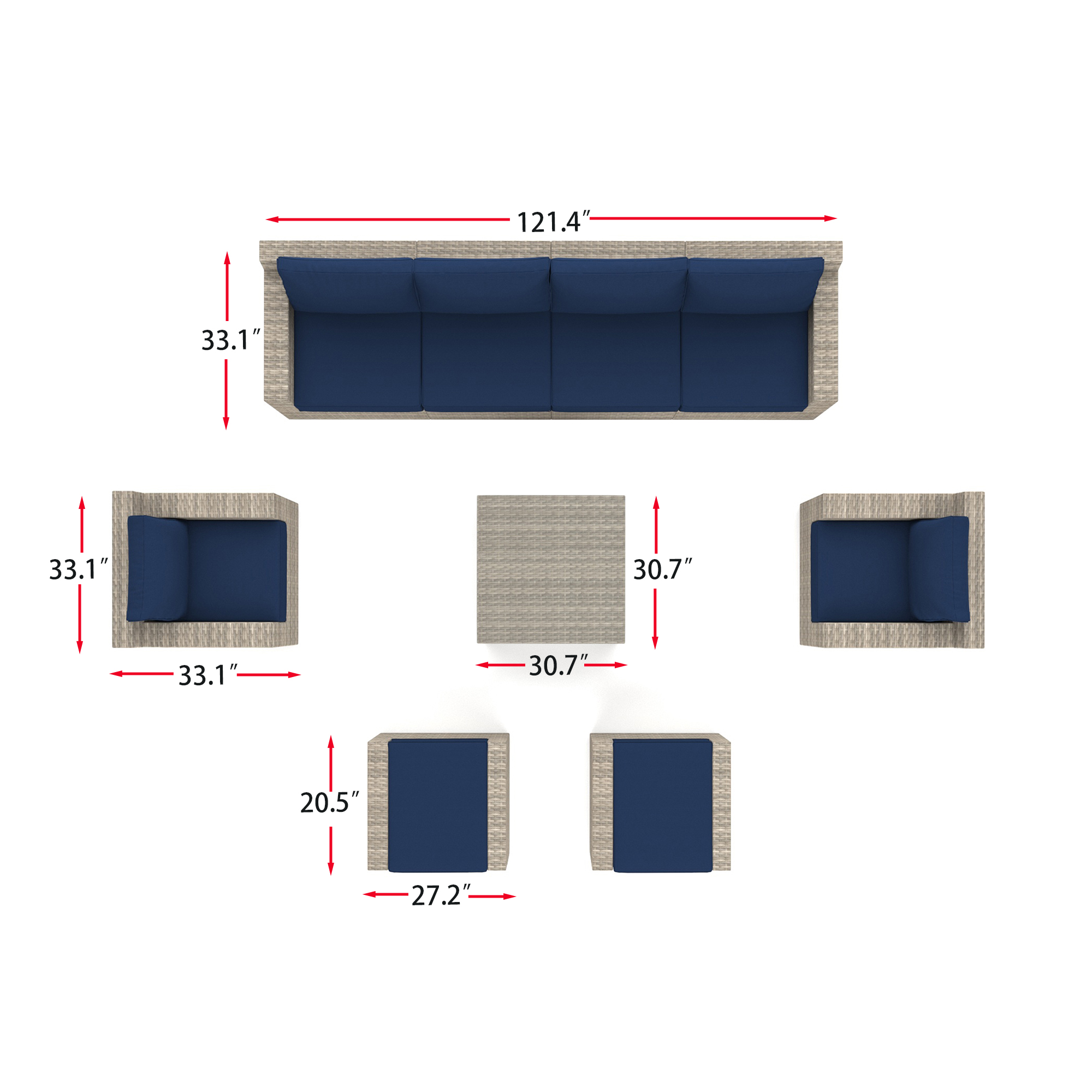 9 Piece Outdoor Sofa Rattan