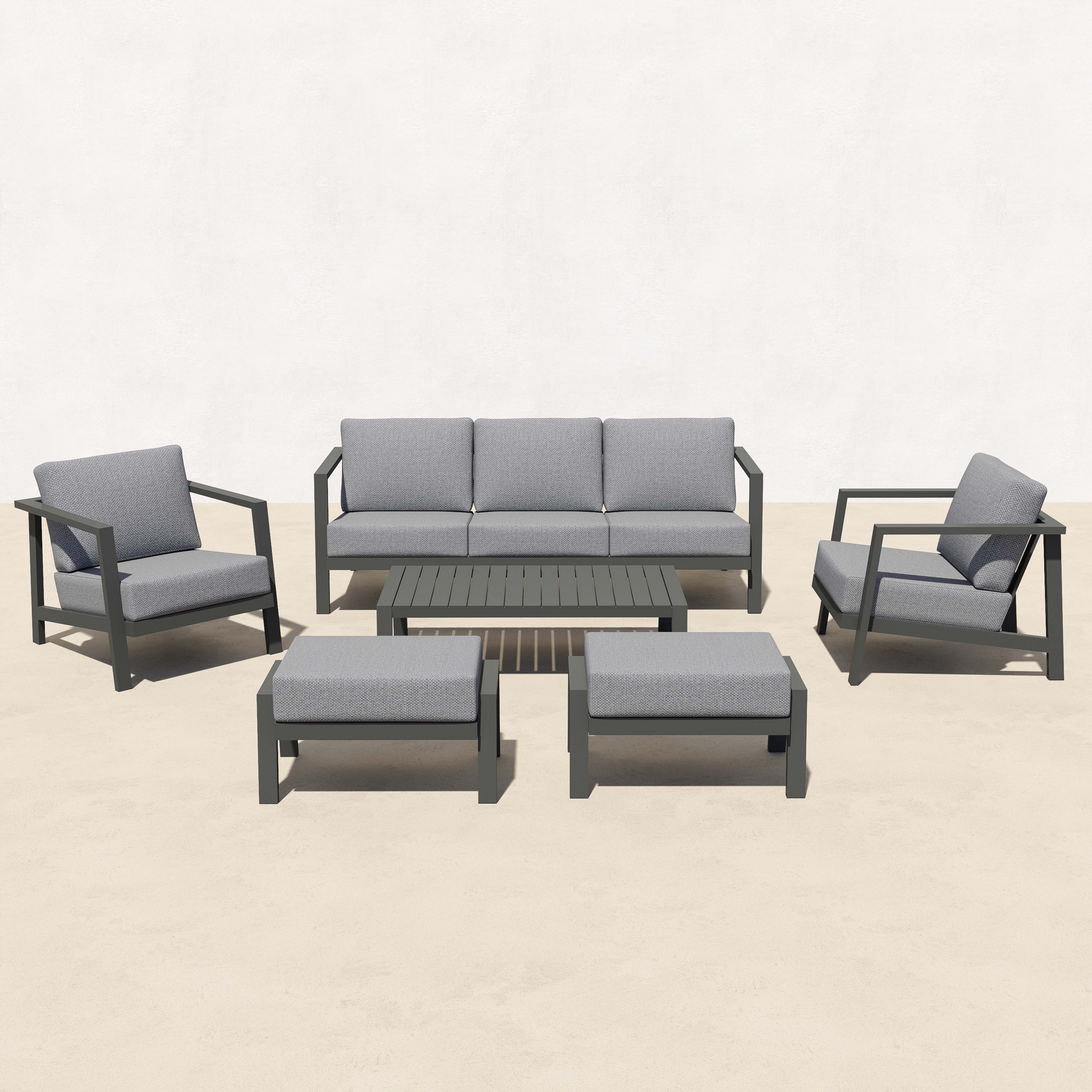 Aluminum Patio Sofa Conversation Set - 5 Seat