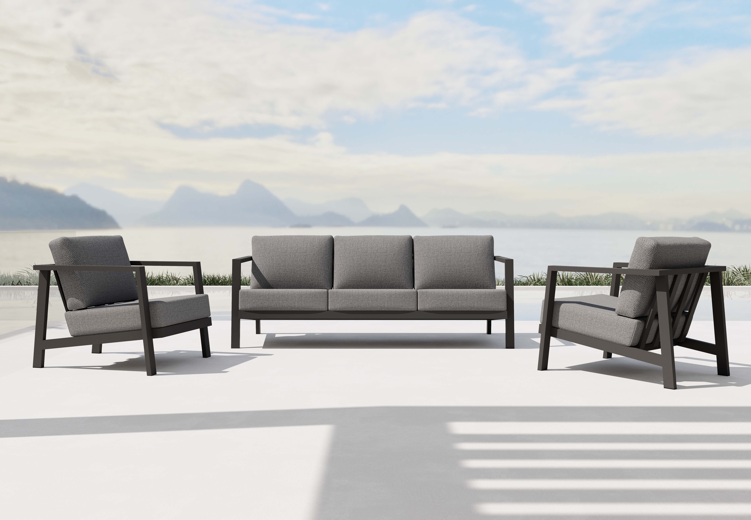 Aluminum Outdoor Sofa with Armchairs - 5 Seat