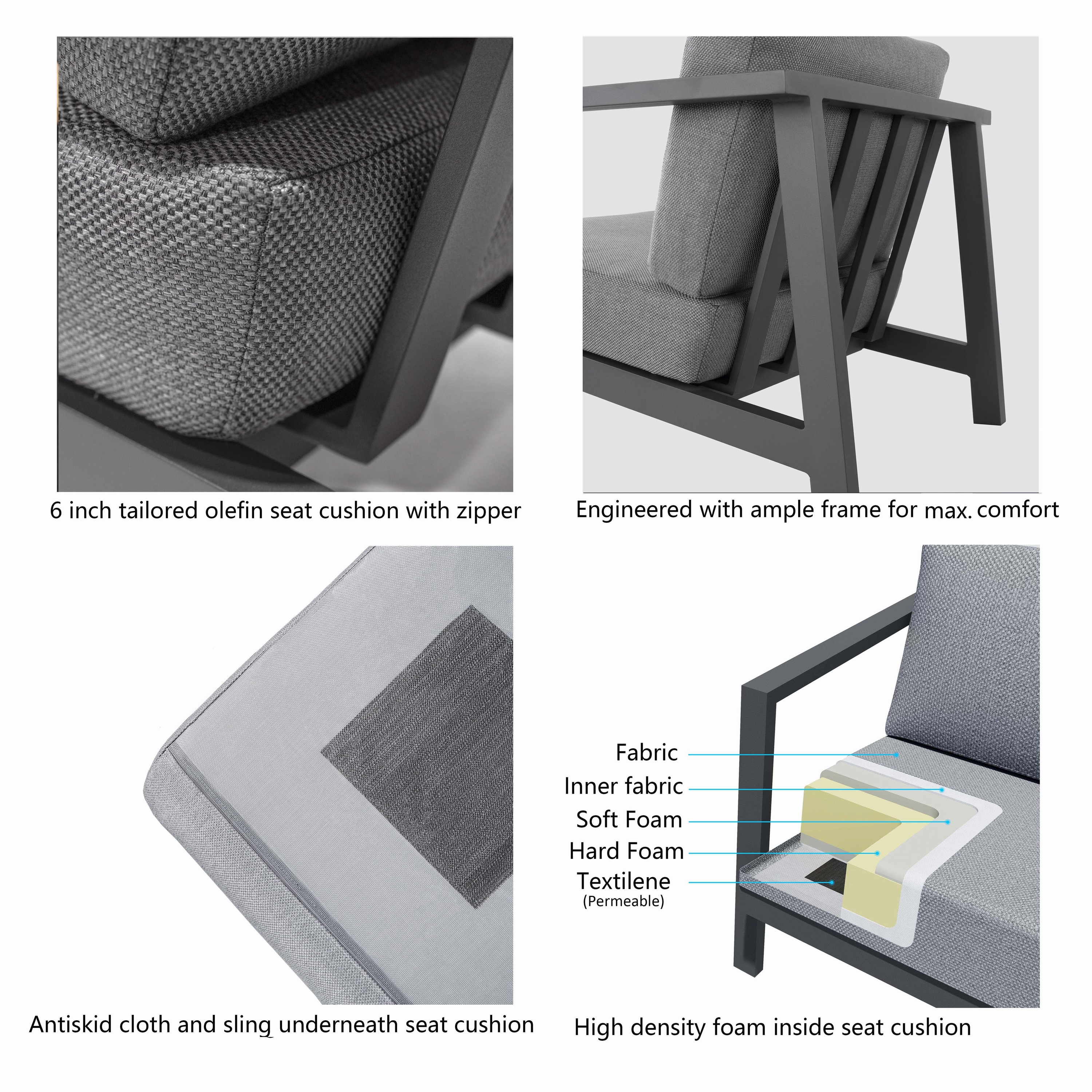 Aluminum Outdoor Sofa with Armchairs - 5 Seat