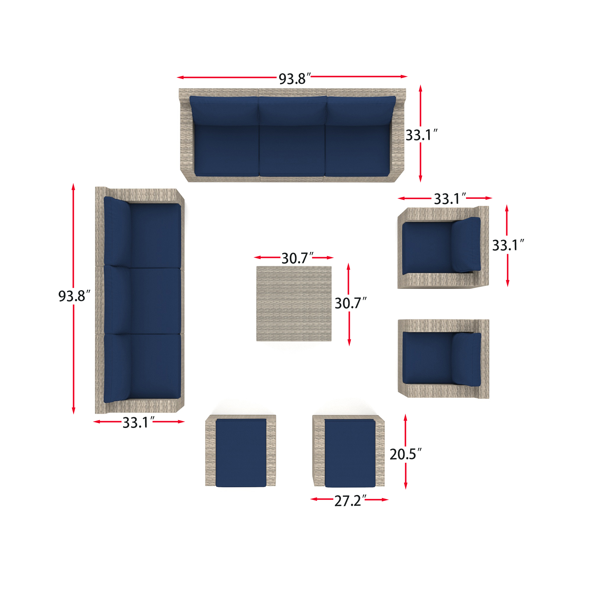 11 Piece Wicker Conversation Set