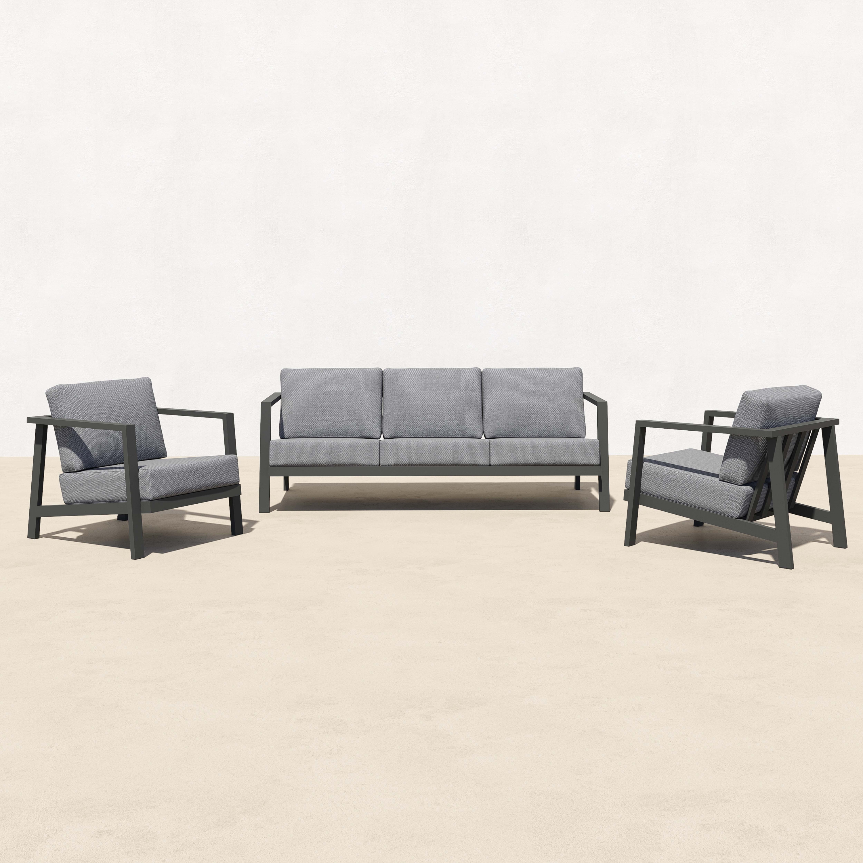 Aluminum Outdoor Sofa with Armchairs - 5 Seat