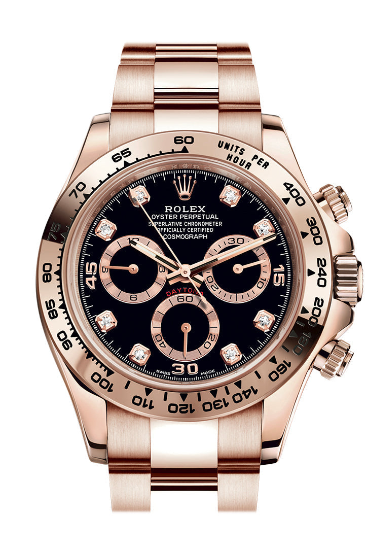 Cosmograph Daytona Rose Gold Black diamond set Dial Bracelet 116505