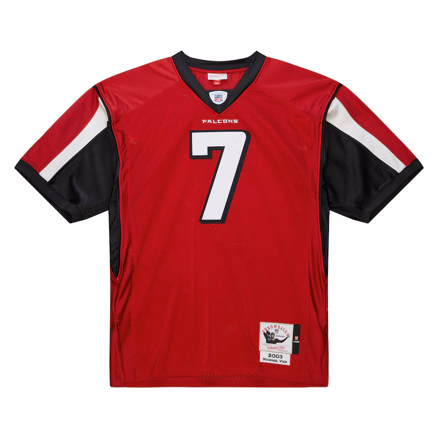 Men's Atlanta Falcons 2003 Michael Vick Mitchell & Ness Red Authentic Throwback Retired Player Jersey