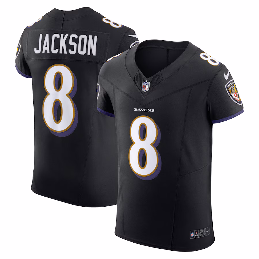 Men's Baltimore Ravens Lamar Jackson Nike Black Alternate Vapor F.U.S.E. Elite Jersey