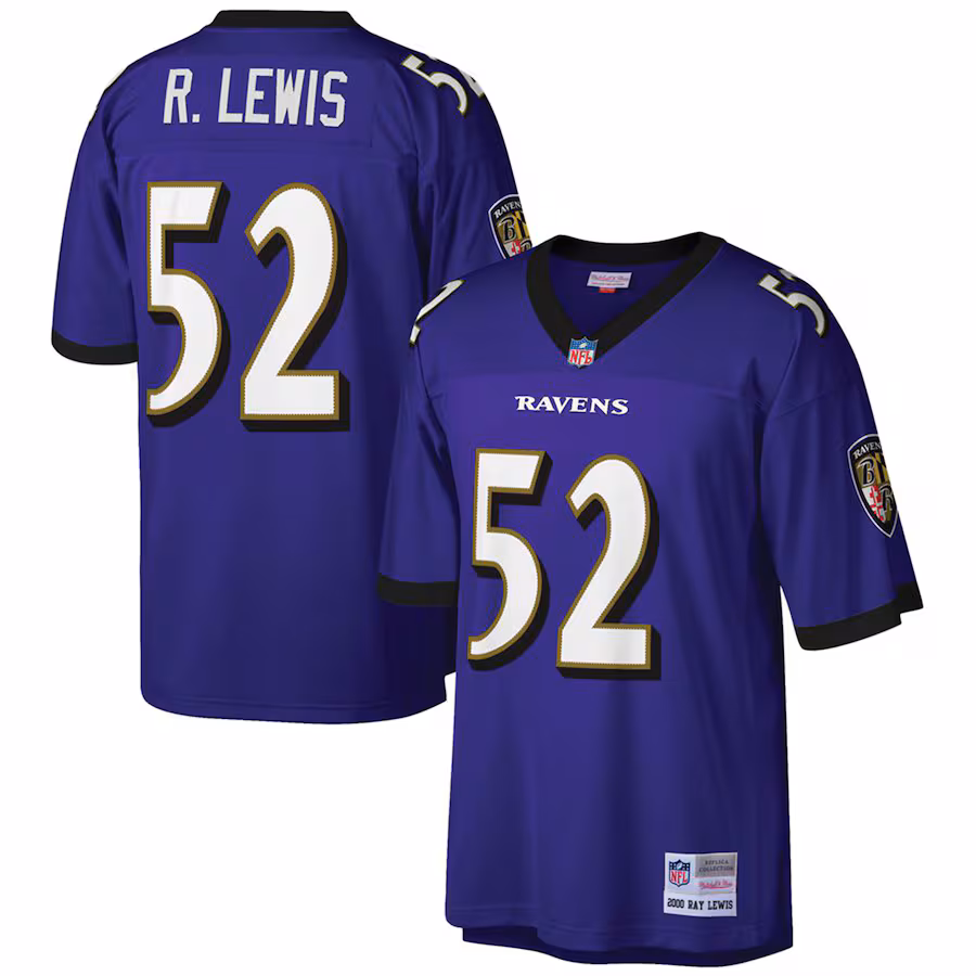 Men's Baltimore Ravens Ray Lewis Mitchell & Ness Purple Big & Tall 2000 Retired Player Replica Jersey