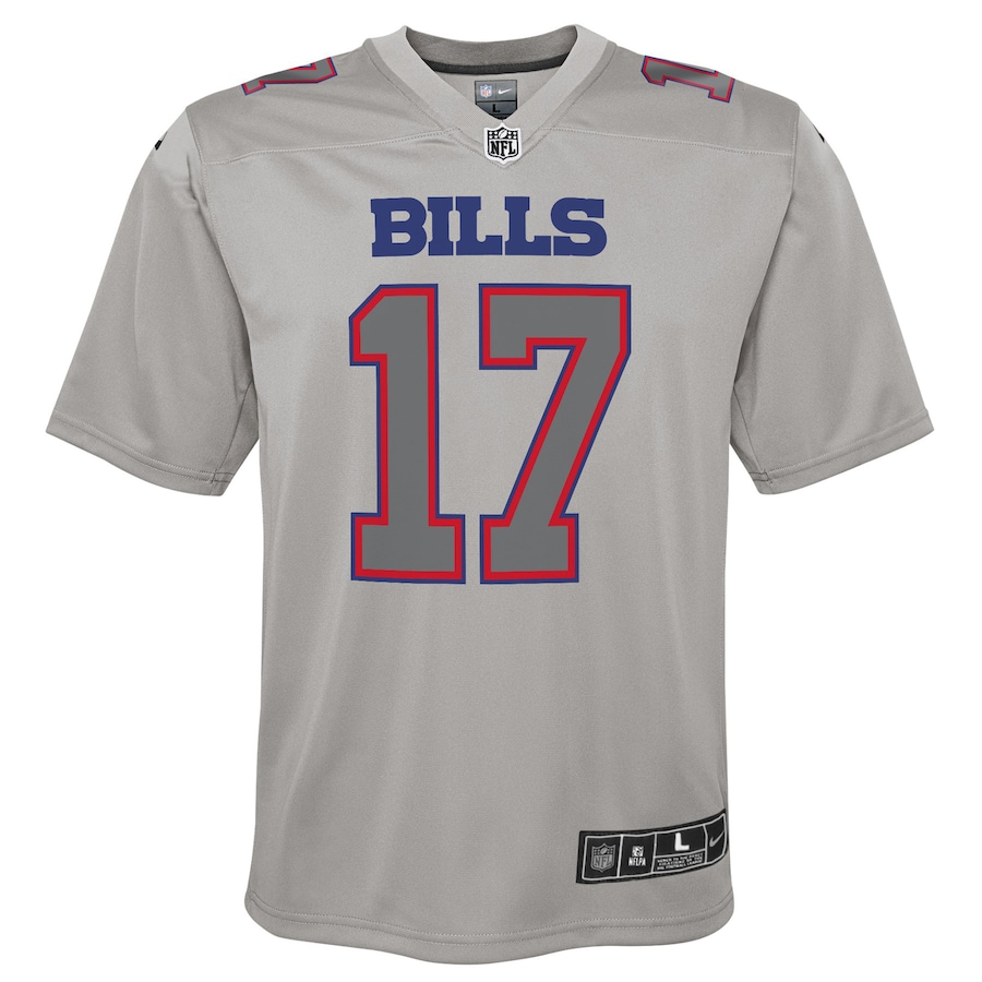 Special Offer - Youth Buffalo Bills Josh Allen Nike Gray Atmosphere Game Jersey
