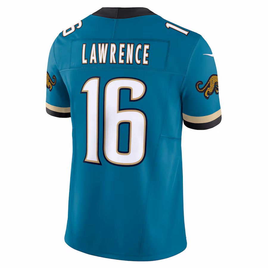 Men's Jacksonville Jaguars Trevor Lawrence Nike Teal Prowler Throwback Vapor F.U.S.E. Limited Jersey