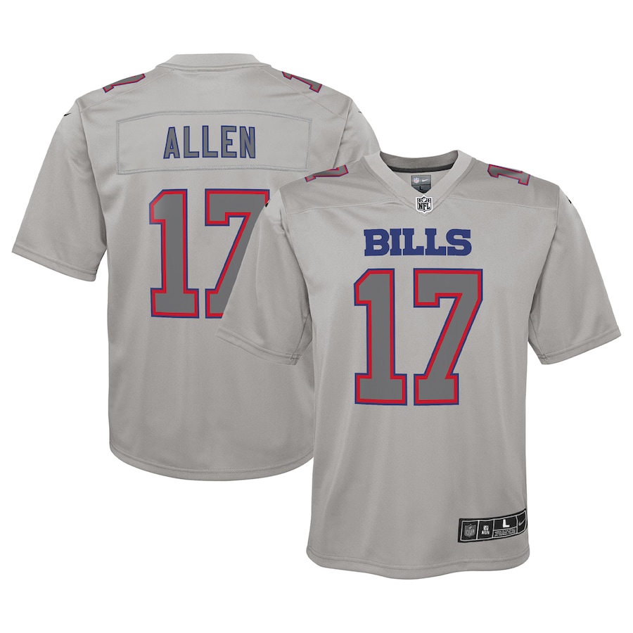 Special Offer - Youth Buffalo Bills Josh Allen Nike Gray Atmosphere Game Jersey