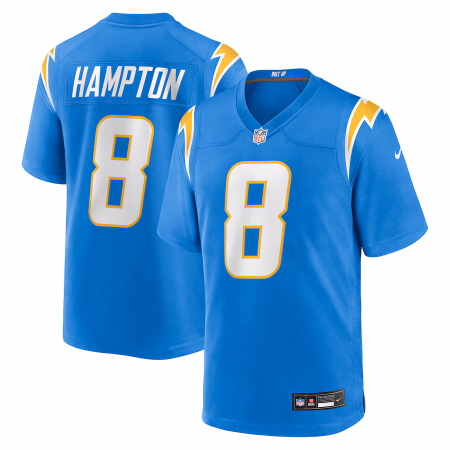 Men's Los Angeles Chargers Omarion Hampton Nike Powder Blue 2025 NFL Draft First Round Pick Game Jersey