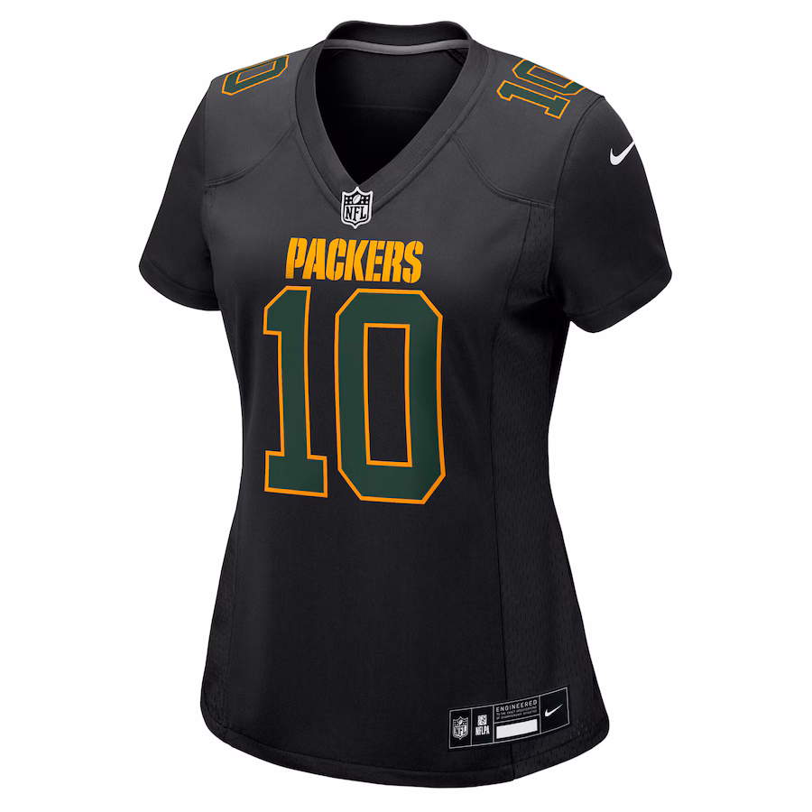 Women's Nike Jordan Love Black Green Bay Packers Fashion Game Jersey