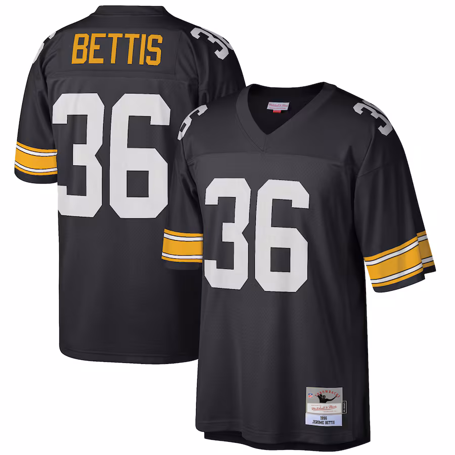 Men's Pittsburgh Steelers Jerome Bettis Mitchell & Ness Black Big & TallBig & Tall 1996 Retired Player Replica Jersey