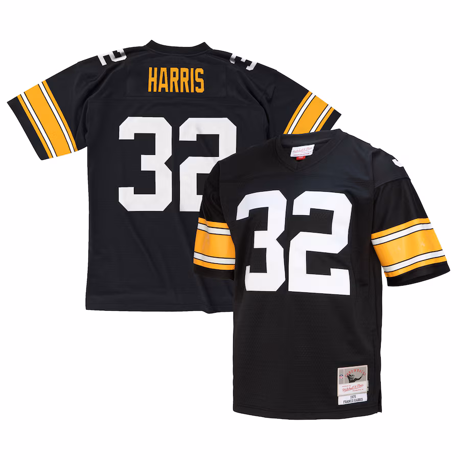 Men's Pittsburgh Steelers Franco Harris Mitchell & Ness Black Legacy Replica Jersey