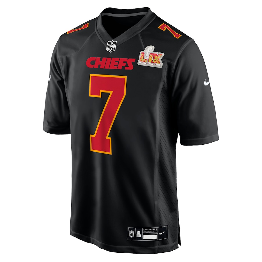 Men's Kansas City Chiefs Harrison Butker Nike Carbon Black Super Bowl LIX Fashion Game Jersey