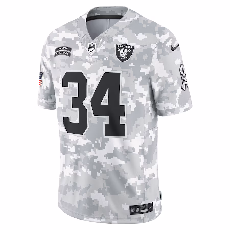 Men's Las Vegas Raiders Bo Jackson Nike Arctic Camo 2024 Salute to Service Retired Player Limited Jersey