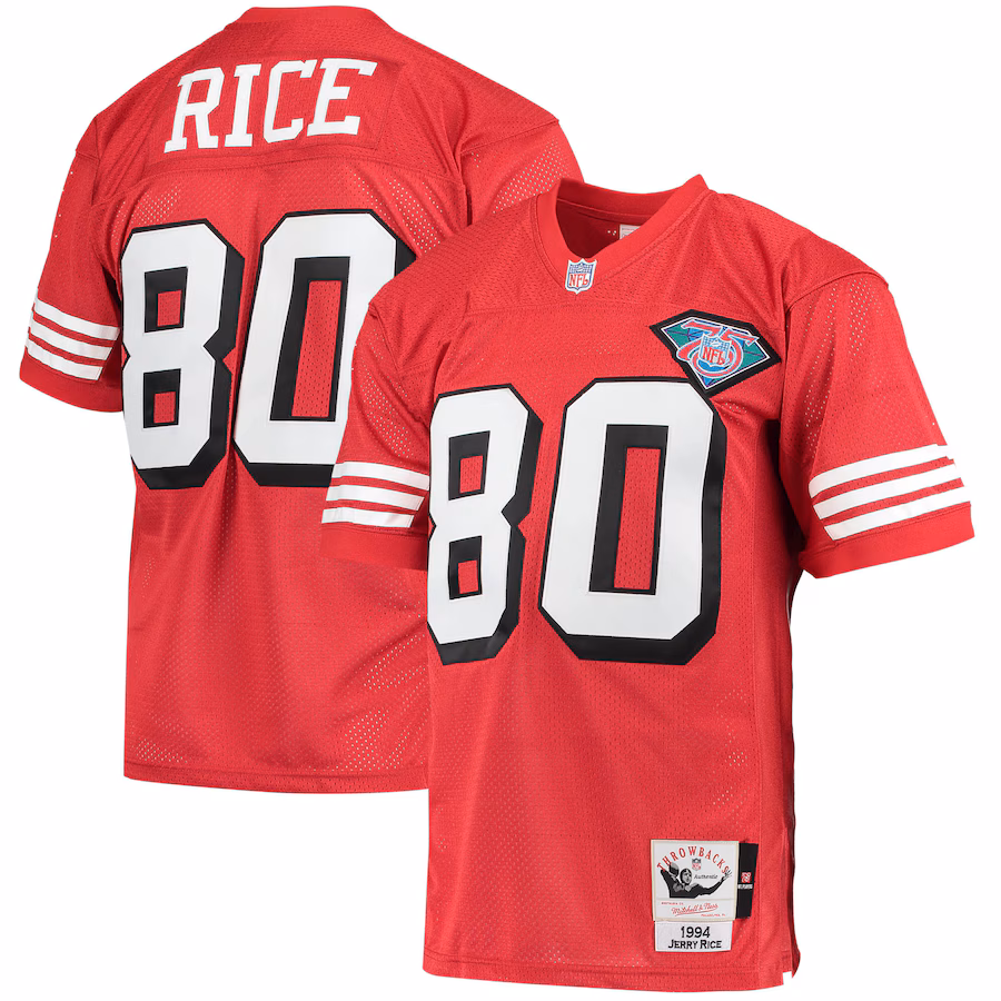 Men's San Francisco 49ers 1994 Jerry Rice Mitchell & Ness Scarlet Authentic Throwback Retired Player Jersey