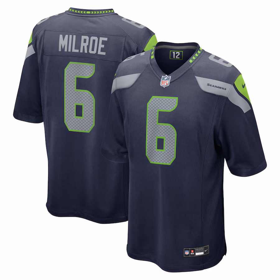 Men's Seattle Seahawks Jalen Milroe Nike College Navy 2025 NFL Draft Game Jersey